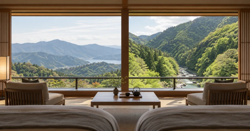 天悠の部屋選びで比較したい外輪山の遠景と渓谷の緑
