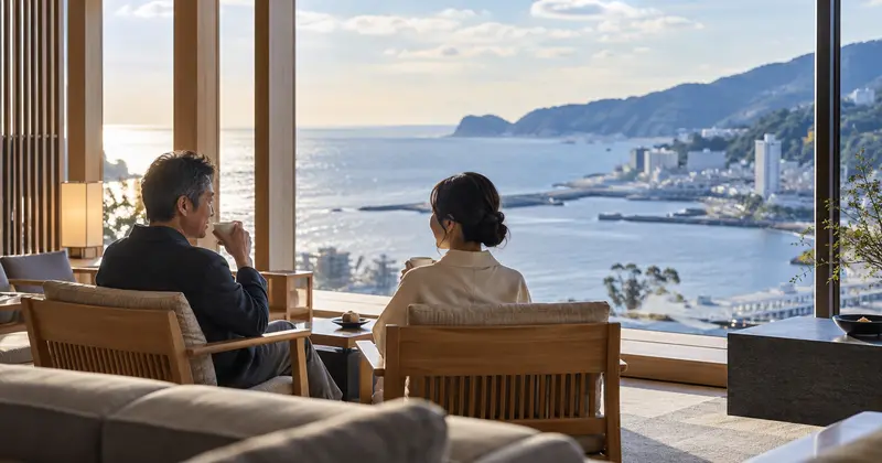 石のや熱海で記念日を過ごす夫婦のイメージ