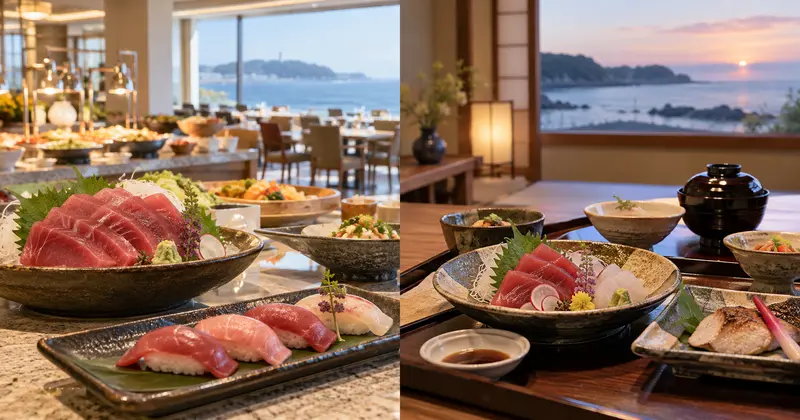 三崎マグロをバイキングとコース料理で楽しむ宿