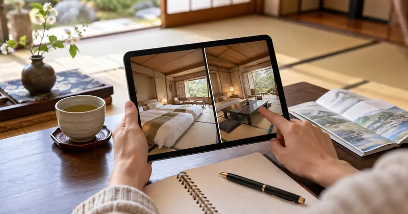 客室写真と予約条件を確認するイメージ
