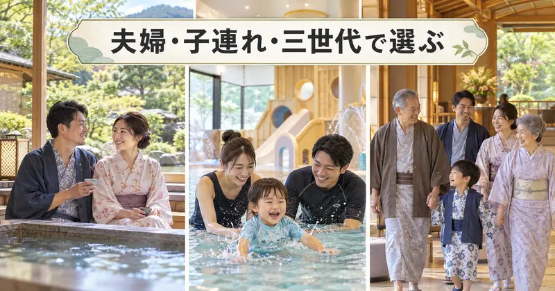 泉慶と華鳳を夫婦子連れ三世代別に選ぶ