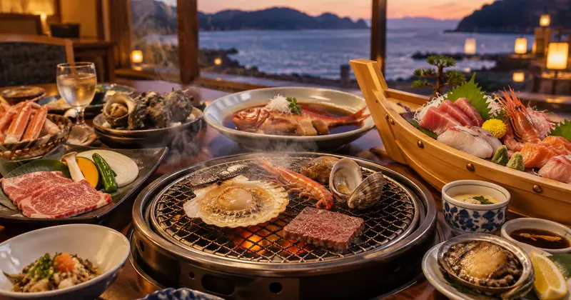 下田聚楽ホテルの夕食海鮮浜焼き・焼肉バイキング