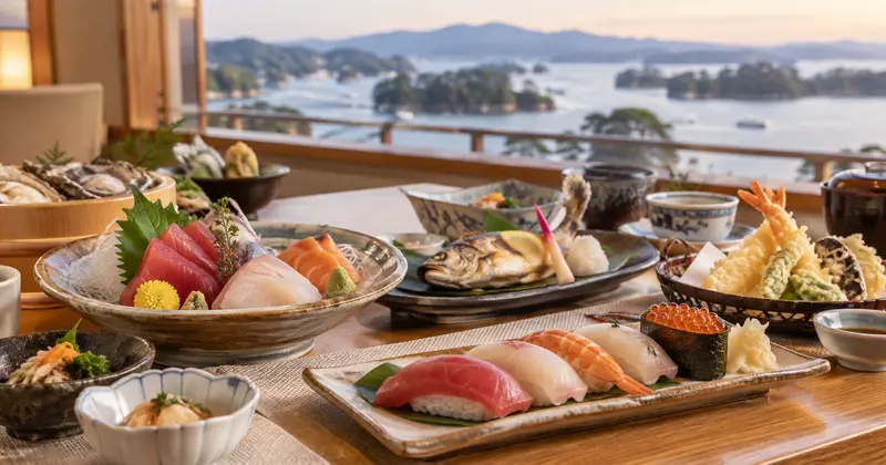 松島大観荘の和風海鮮バイキング磯魚