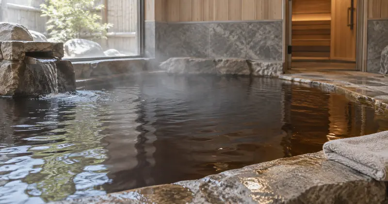 とっぷ・さんて大洋の黒褐色天然温泉をイメージした内湯
