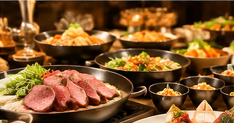 TAOYA川治の夕食と朝食バイキングの特徴を解説する料理のイメージ。夕食バイキングの見出し下