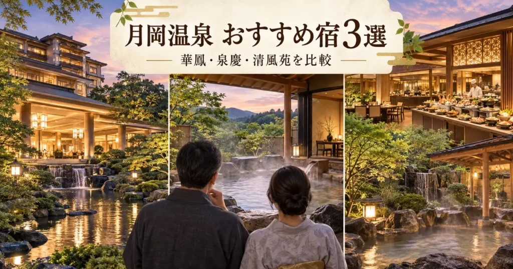 月岡温泉の華鳳・泉慶・清風苑を比較