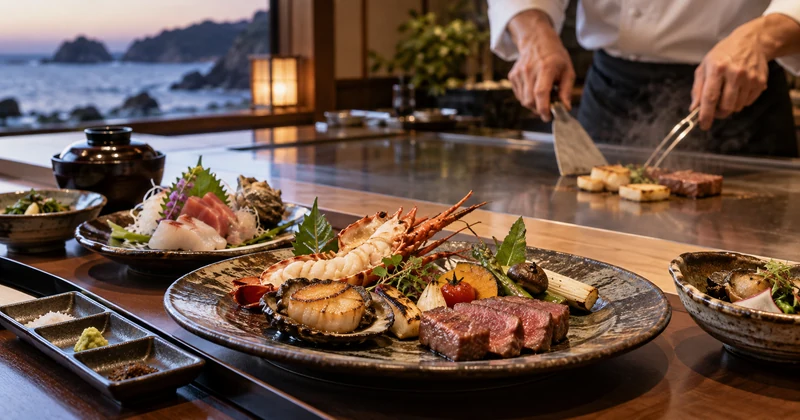 魚介と肉を楽しむ鉄板焼きコースのイメージ
