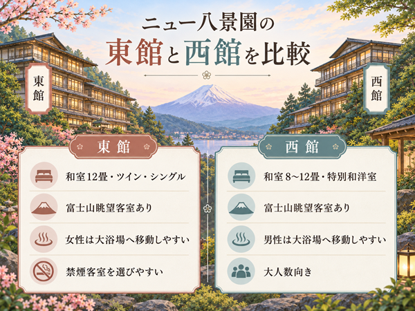 ニュー八景園の東館と西館を比較