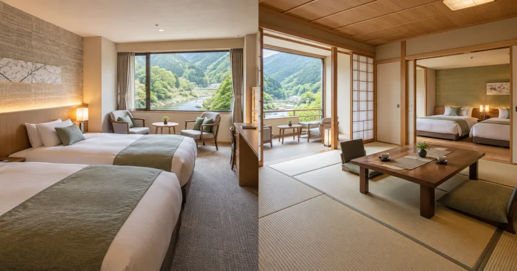滝見苑の本館と別館の客室を比較
