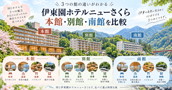 伊東園ホテルニューさくら本館・別館・南館を比較