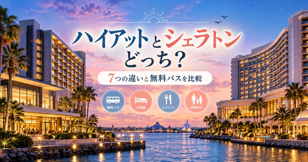 ハイアットリージェンシー東京ベイとシェラトングランデトーキョーベイはどちらがいい？7つの違いと無料シャトルバスを比較するイメージ