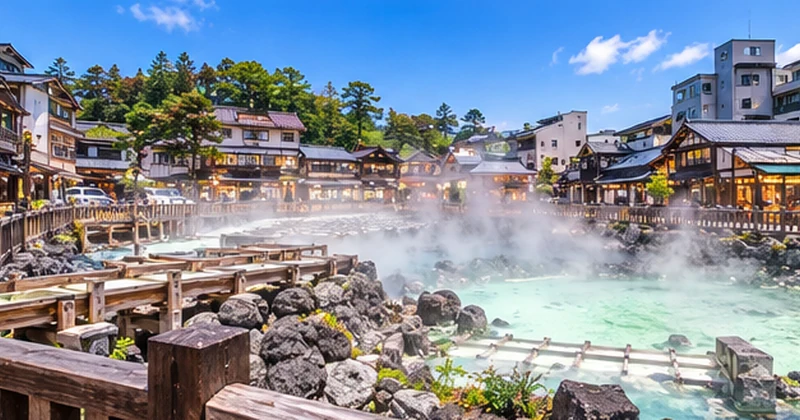 草津温泉の素泊まり翌朝に散策したい湯畑と湯けむりのイメージ画像