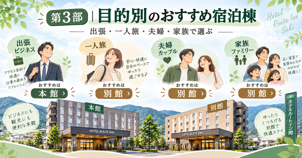 ホテルルートイン関の本館と別館を目的別に選ぶポイント