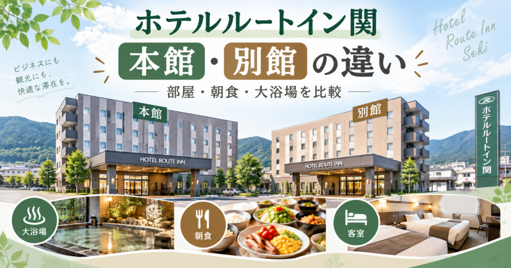 ホテルルートイン関の本館と別館の違いを比較した記事のアイキャッチ