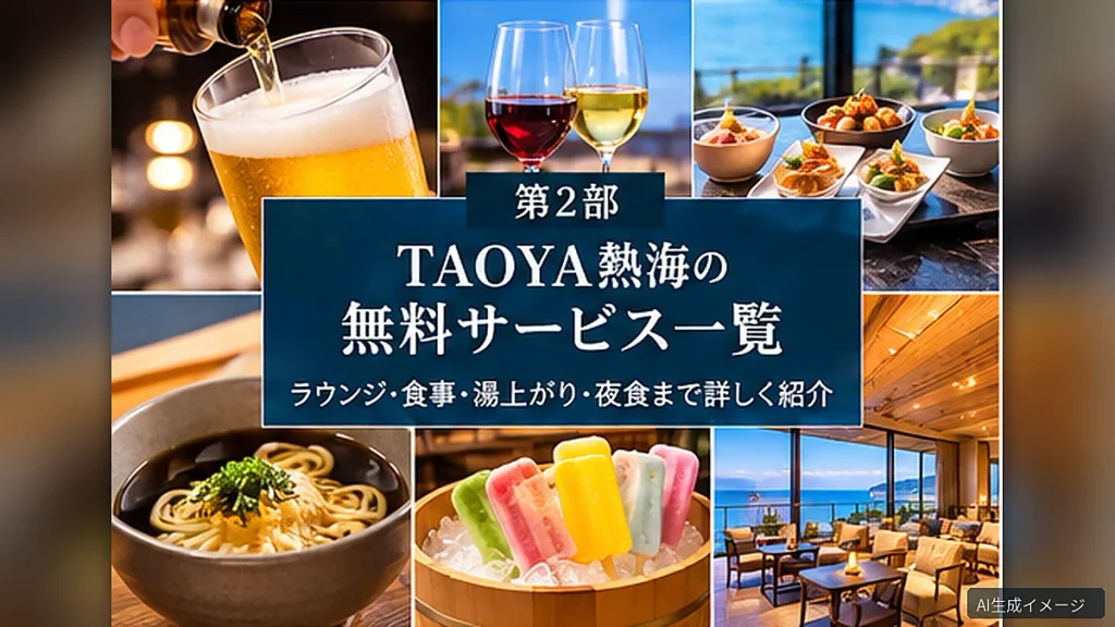 生ビール・ワイン・料理・夜食・湯上がりアイスなど無料サービス一覧のイメージ画像